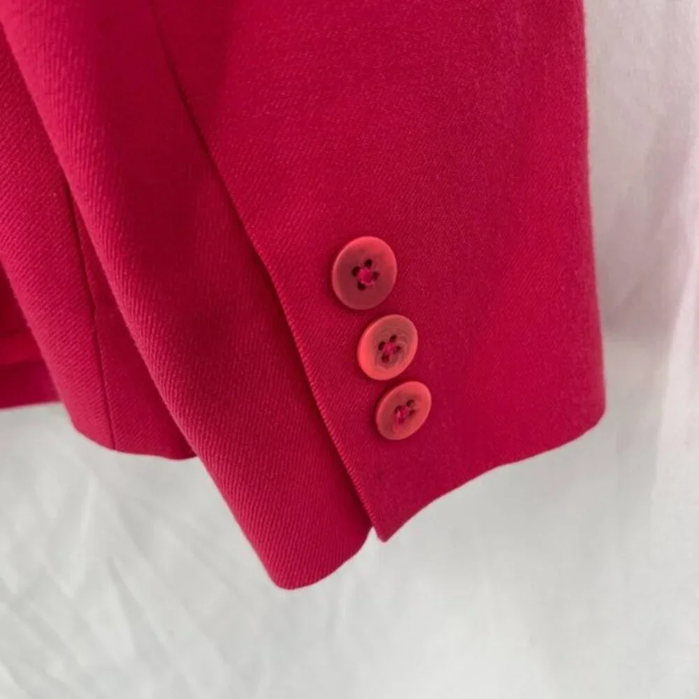 Vintage Talbots worsted‎ wool bubble gum pink 4 button blazer jacket career 10